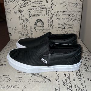 Vans Slip On Leather Perf Skate Shoe - Black